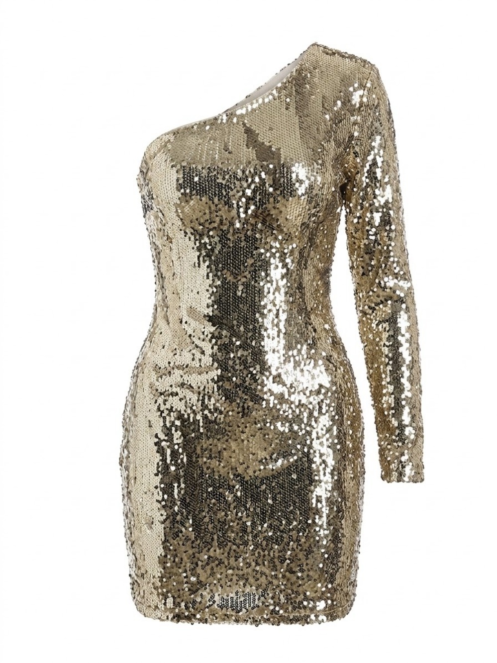 Missguided One-Shoulder Sequin Dress in Gold